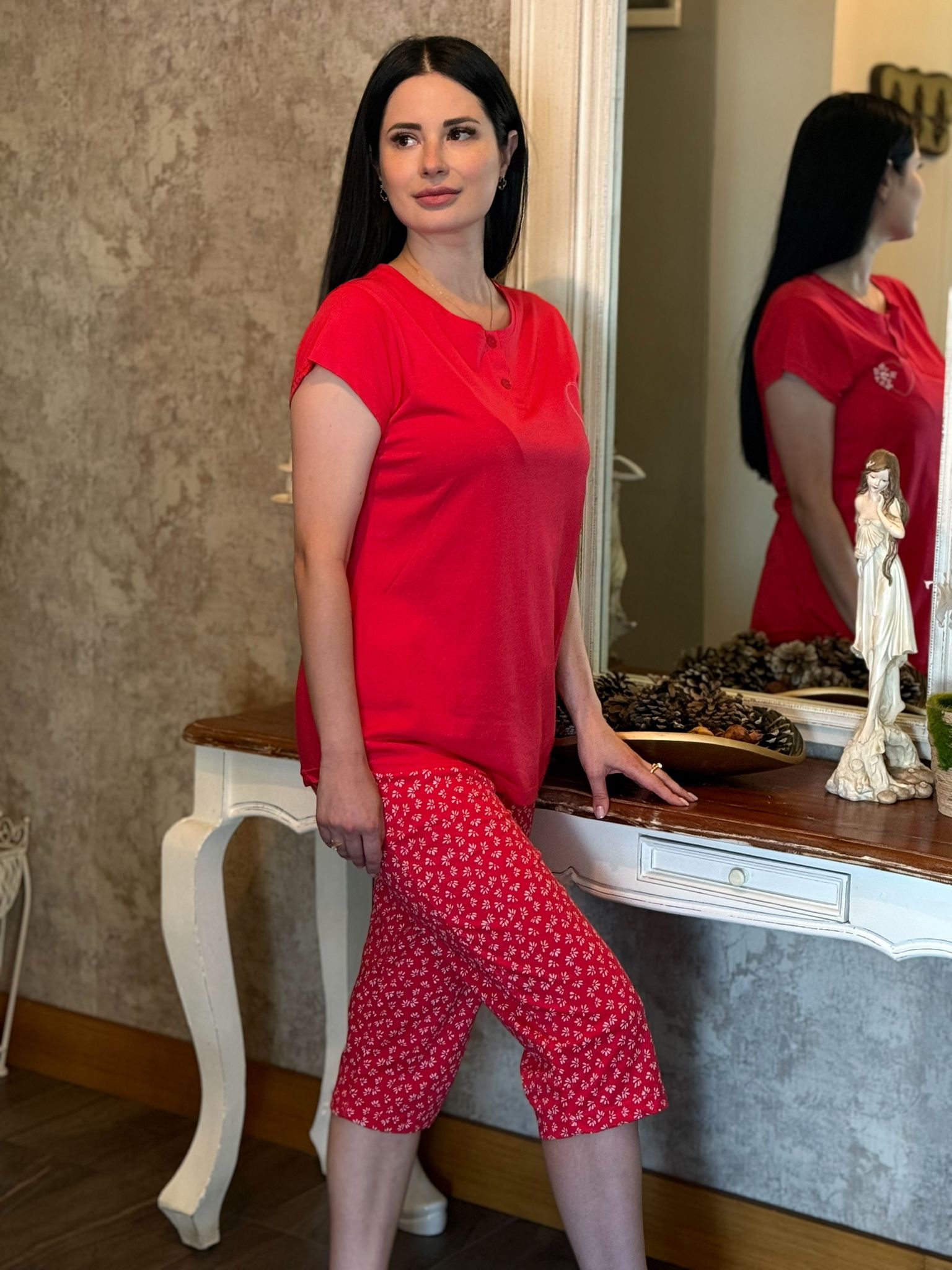 Nefes Alan, Yumuşak Kapri Pijama Takımı – Modal Kumaş - Görsel 2