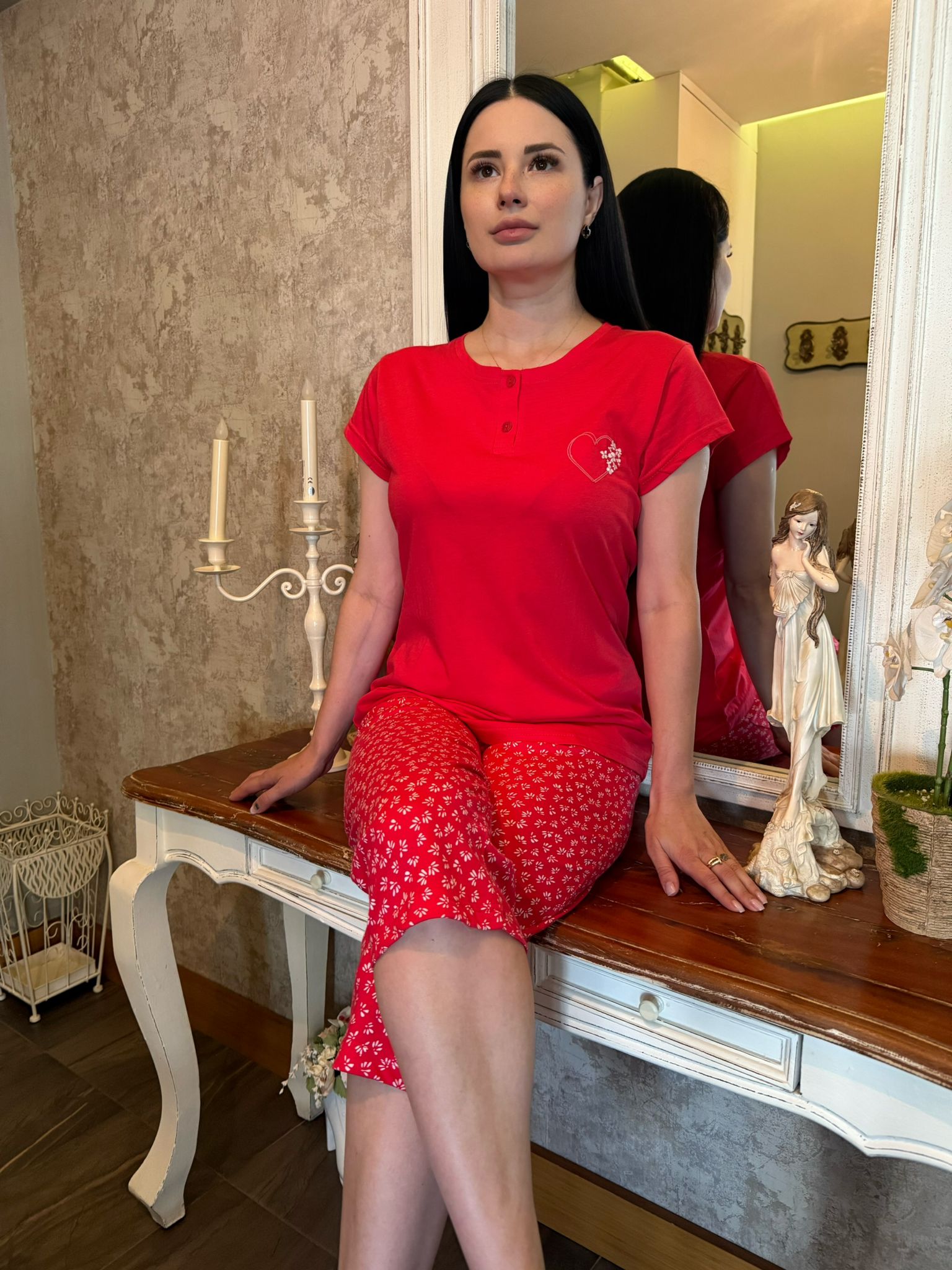Nefes Alan, Yumuşak Kapri Pijama Takımı – Modal Kumaş - Görsel 4